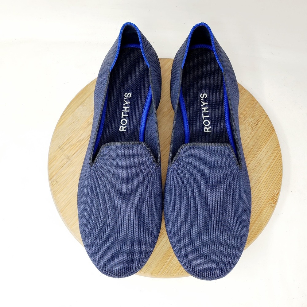 Rothys The Loafer Flats Womens 8.5 Dark Blue Slip On Minimalist Lightweight Shoe